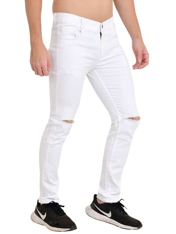 men slash knee mid rise slim fit jeans