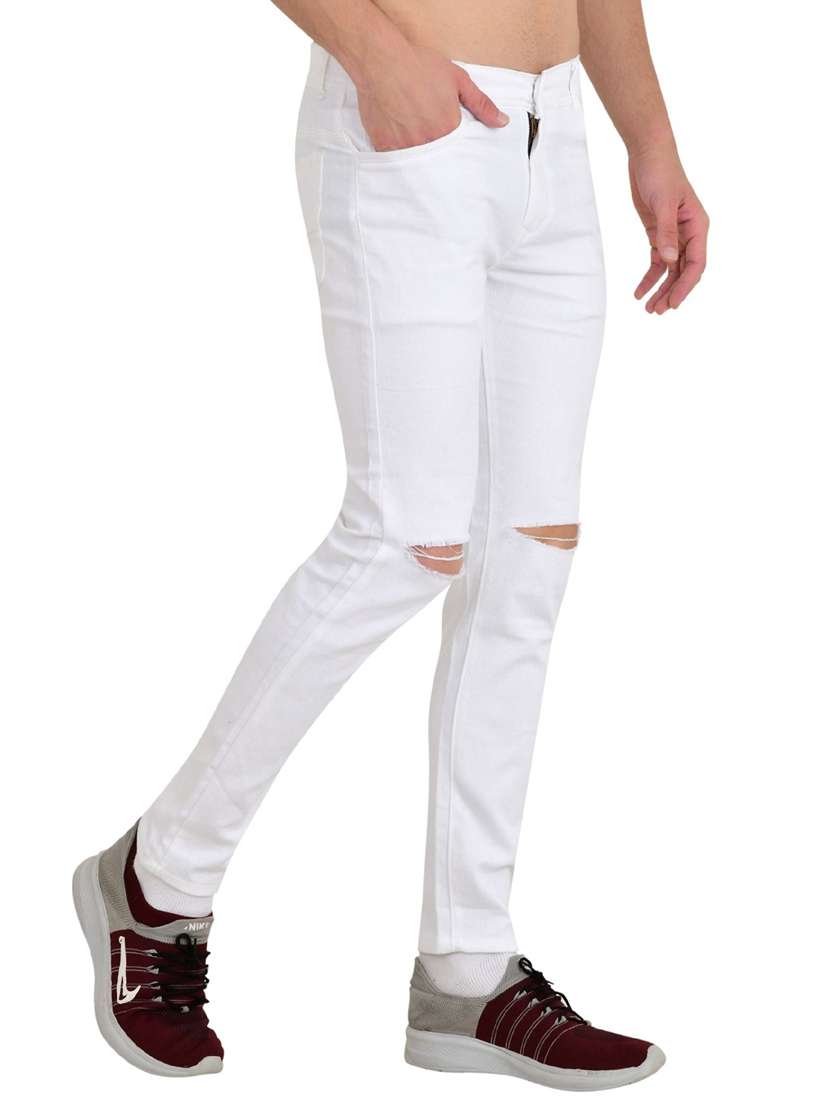 men slash knee mid rise slim fit jeans