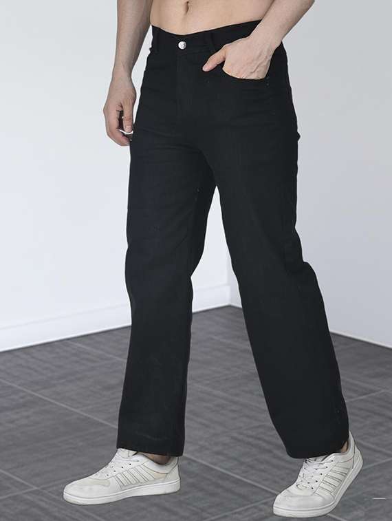 men solid mid rise straight fit jeans 