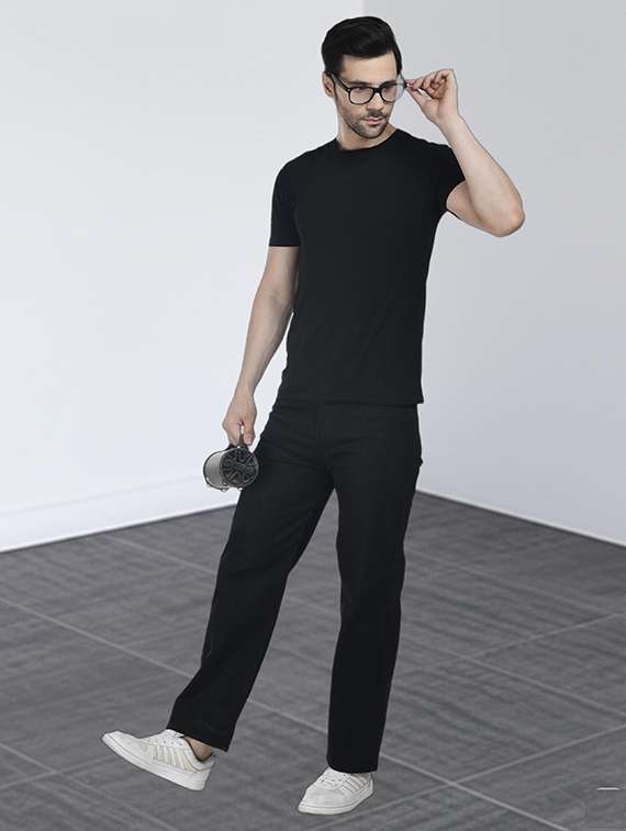 men solid mid rise straight fit jeans  - 22349346 -  Standard Image - 3