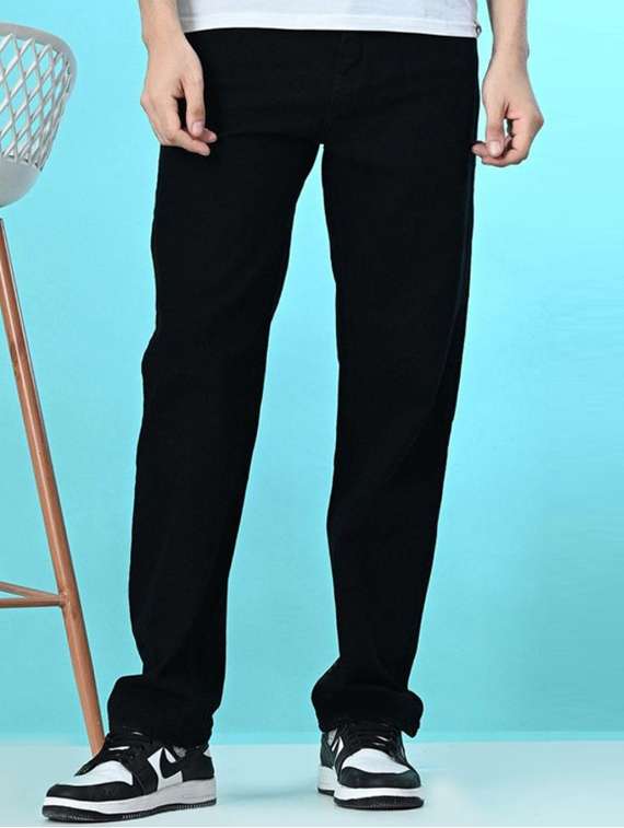 men solid mid rise straight fit jeans