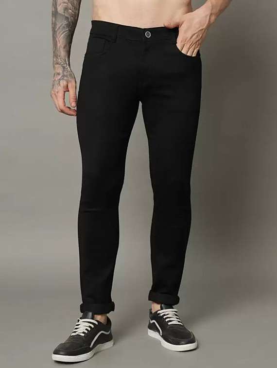 men solid mid rise slim fit jean