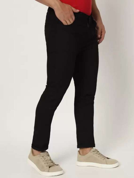 men solid mid rise slim fit jean