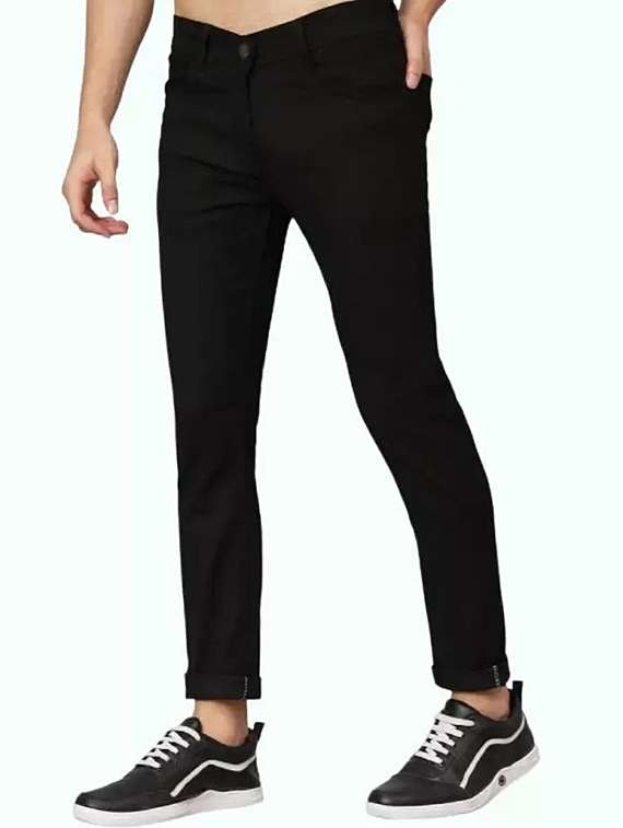 men solid mid rise slim fit jean