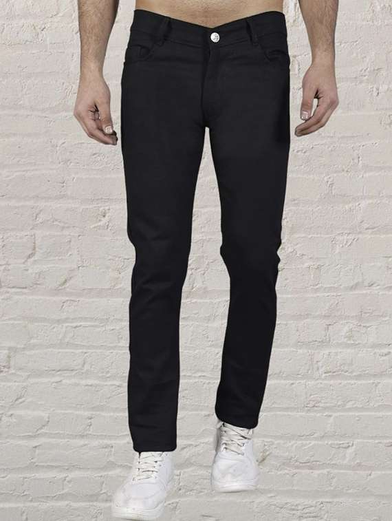 men solid mid rise slim fit jeans