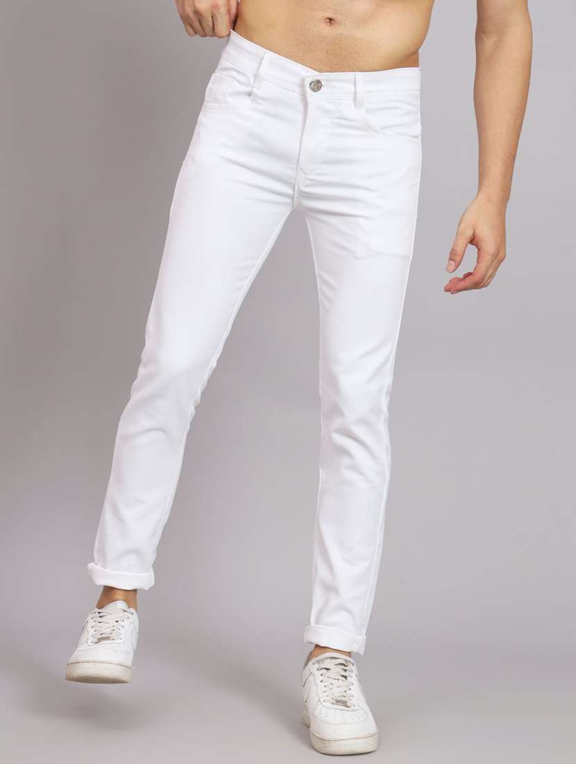 men solid mid rise slim fit jean
