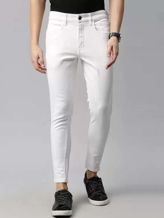 men solid mid rise slim fit jean