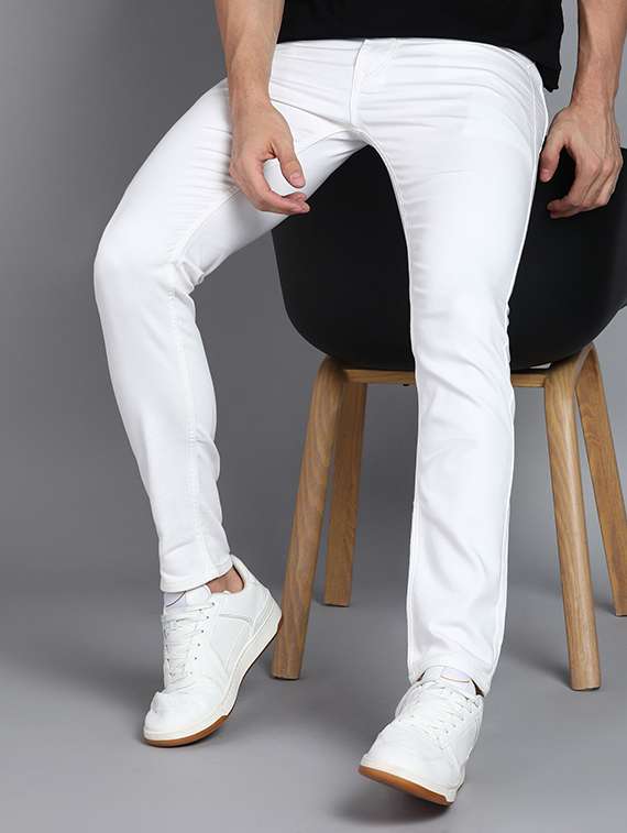men solid mid rise slim fit jeans  - 22350123 -  Standard Image - 3