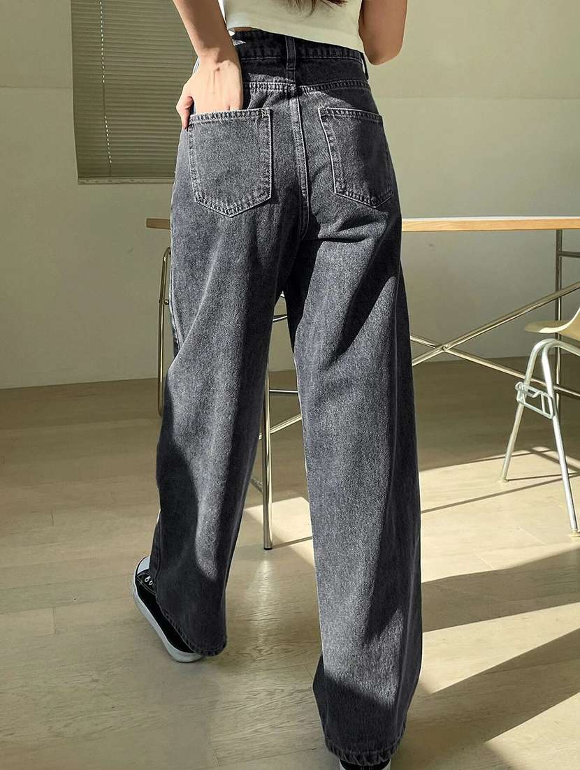 women solid high rise baggy jean - 22350625 -  Standard Image - 3