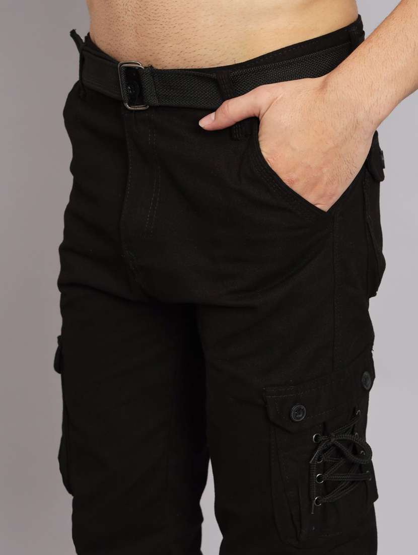 men solid mid rise denim cargo - 22351678 -  Standard Image - 3