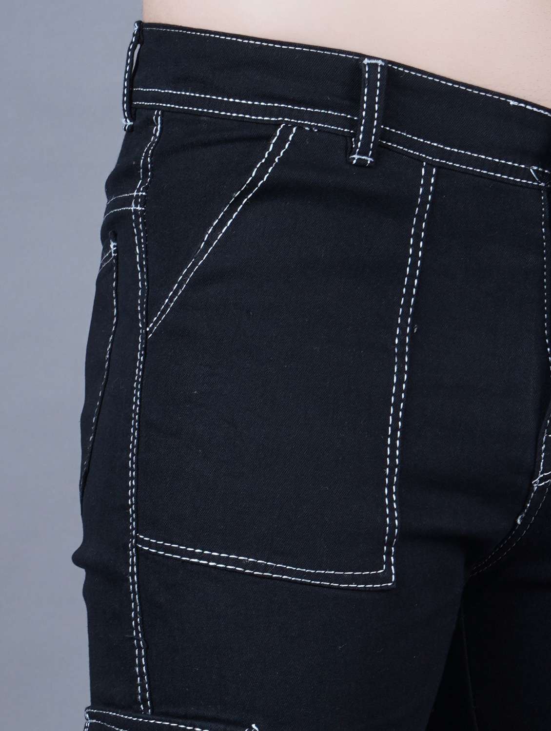 men solid mid rise denim cargo - 22352149 -  Standard Image - 3