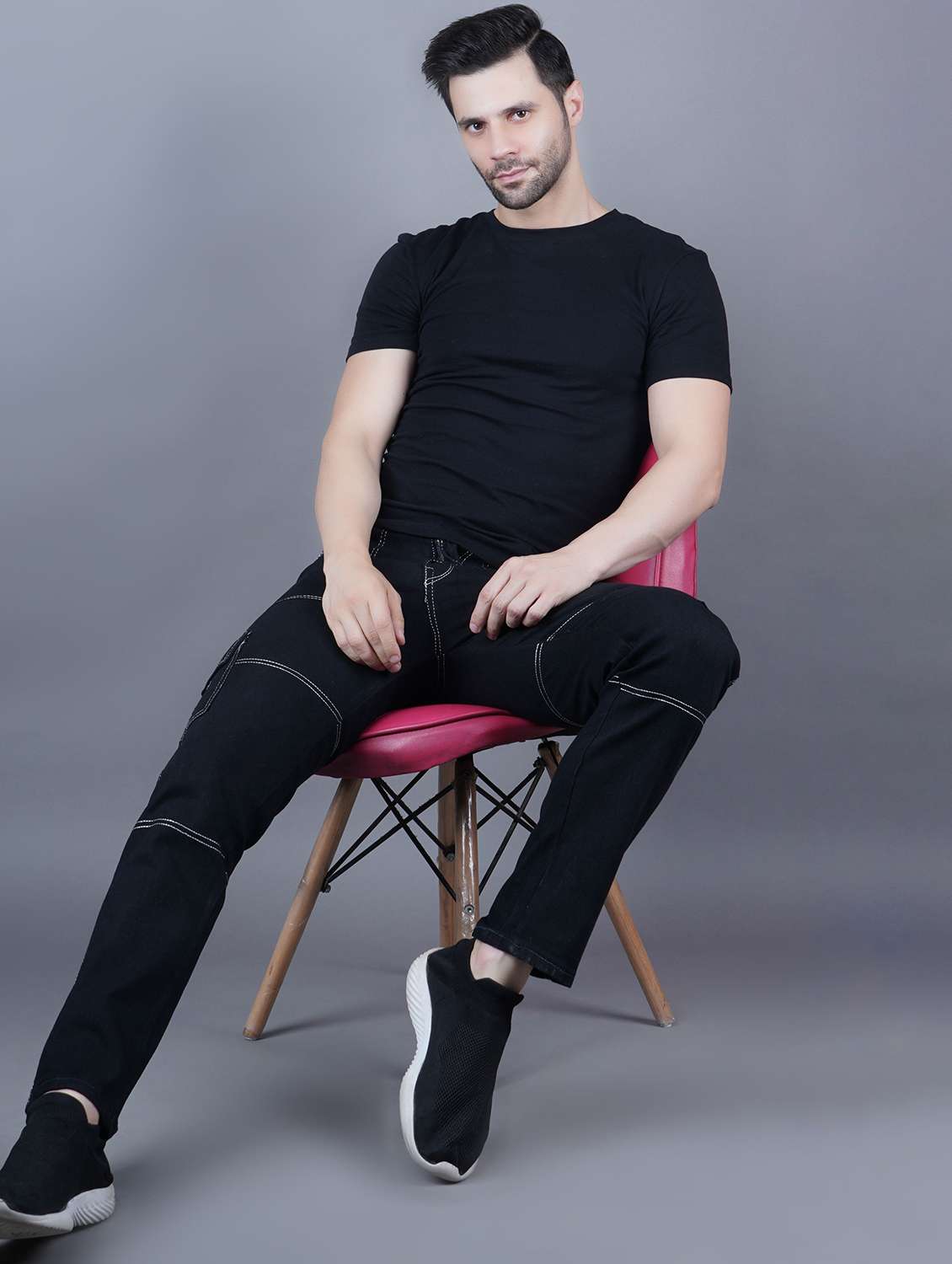 men solid mid rise denim cargo - 22352149 -  Standard Image - 3