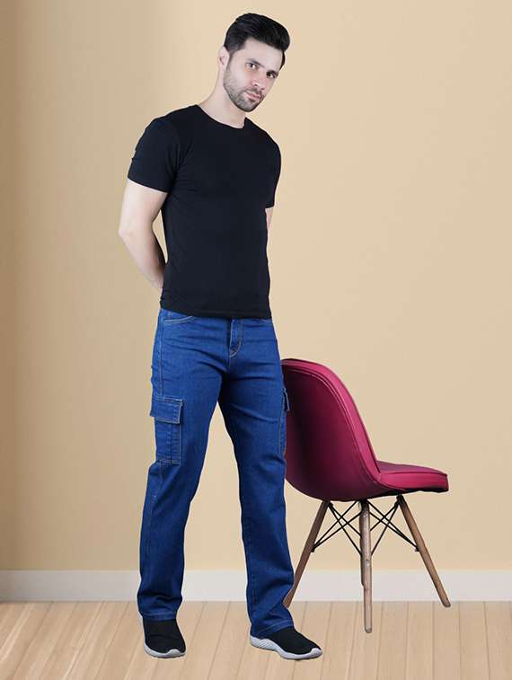 men solid mid rise denim cargo - 22352392 -  Standard Image - 3
