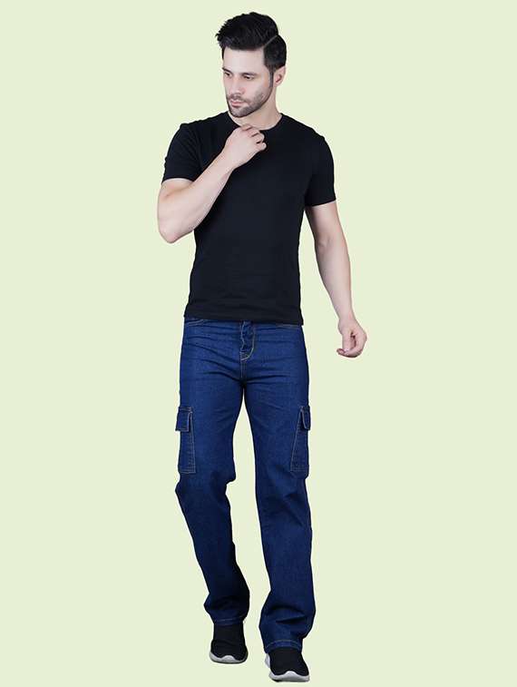 men solid mid rise denim cargo - 22352409 -  Standard Image - 3