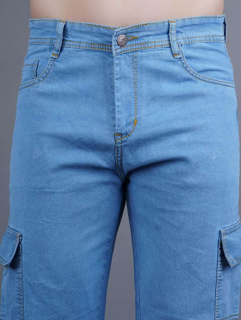men solid mid rise denim cargo - 22352595 -  Standard Image - 3