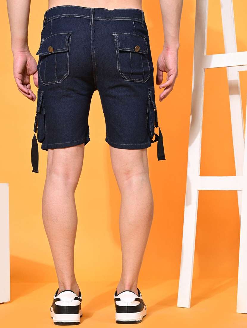 men solid mid rise denim cargo shorts - 22352944 -  Standard Image - 3