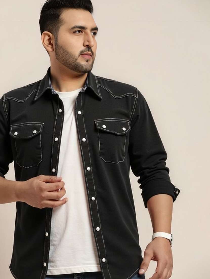 men solid long sleeve regular fit casual shirt