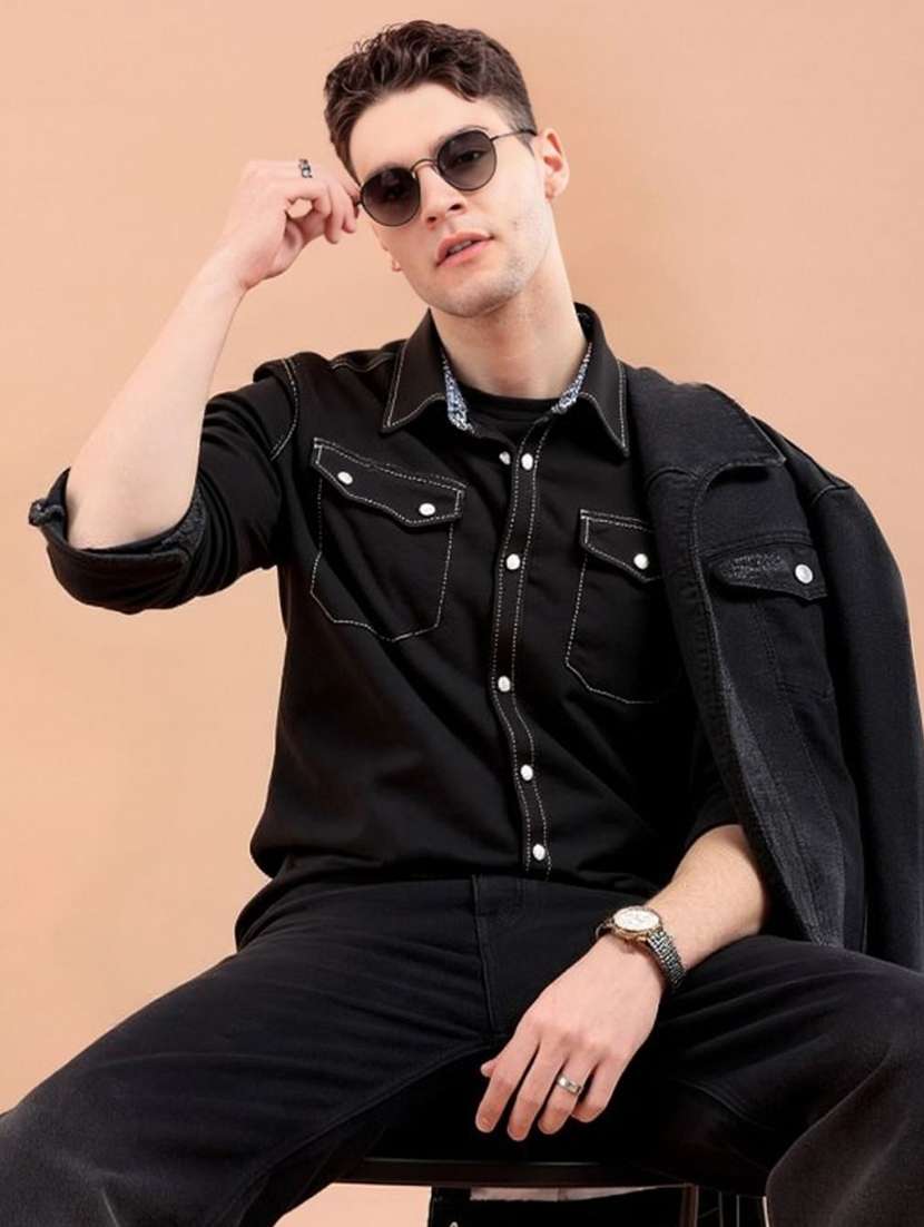 men solid long sleeve regular fit casual shirt