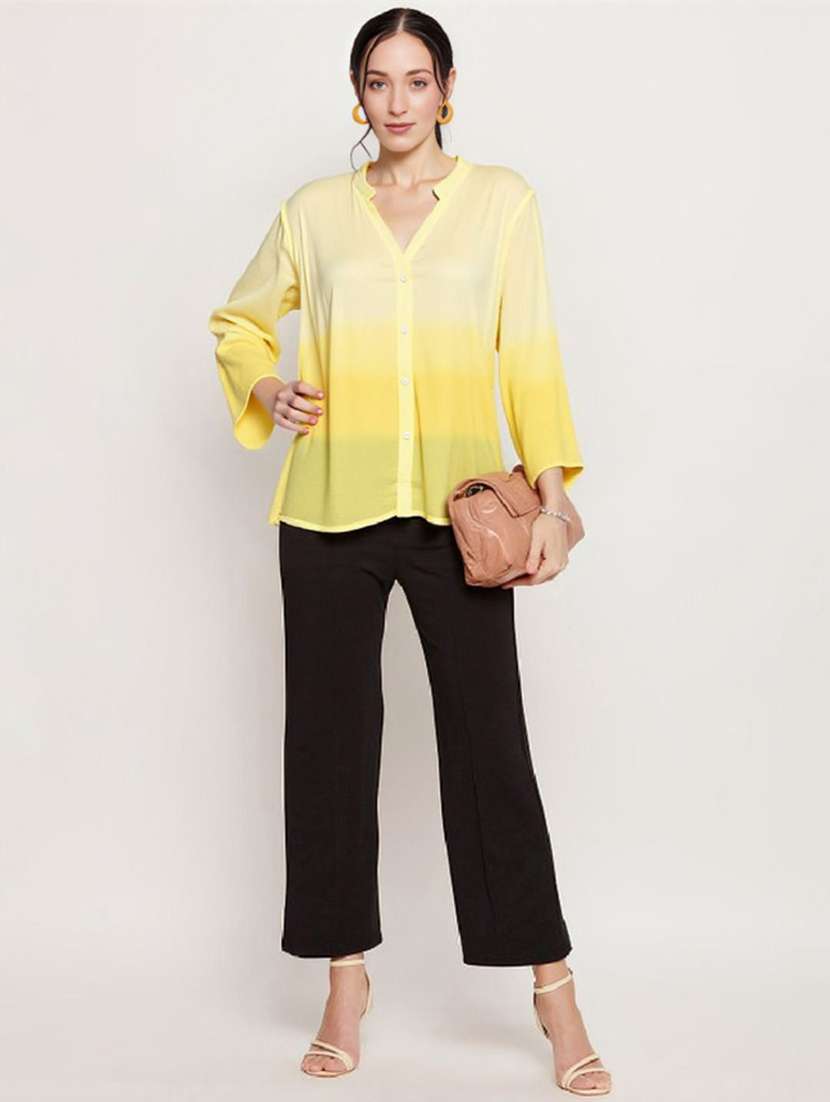 women ombre print mandarin collar long sleeve shirt - 22353095 -  Standard Image - 3