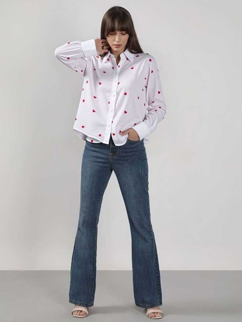 women printed collared long sleeve shirt - 22353106 -  Standard Image - 3