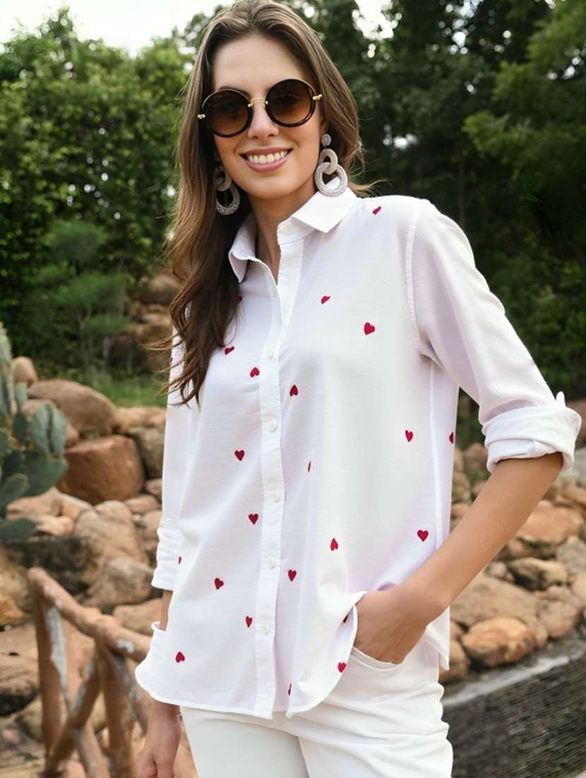 women printed short sleeve crop shirt