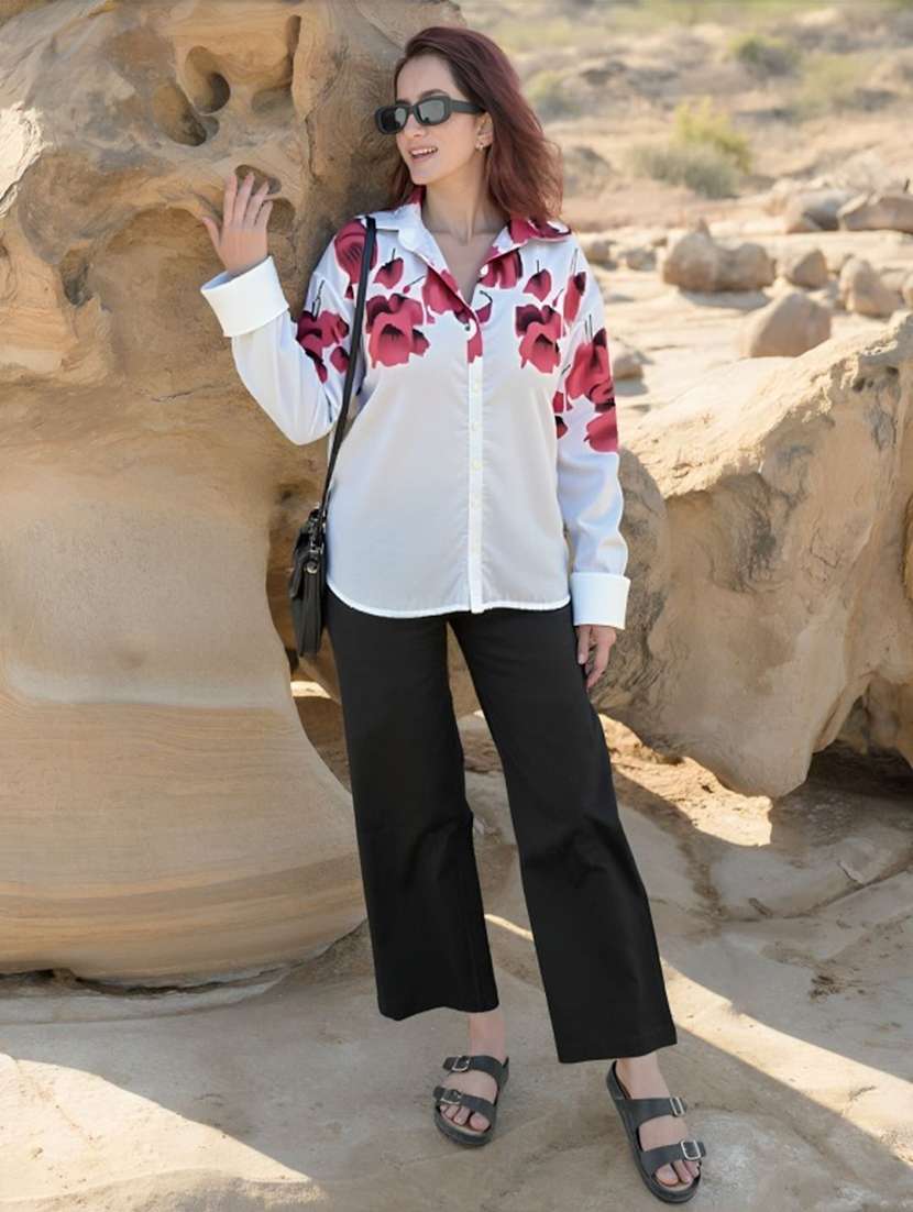 women printed collared long sleeve shirt - 22353123 -  Standard Image - 3