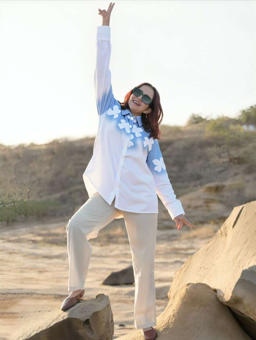 women printed collared long sleeve shirt - 22353129 -  Standard Image - 3