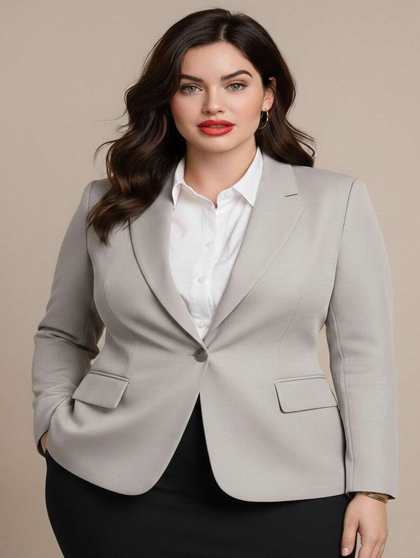 women solid long sleeve single breasted blazer