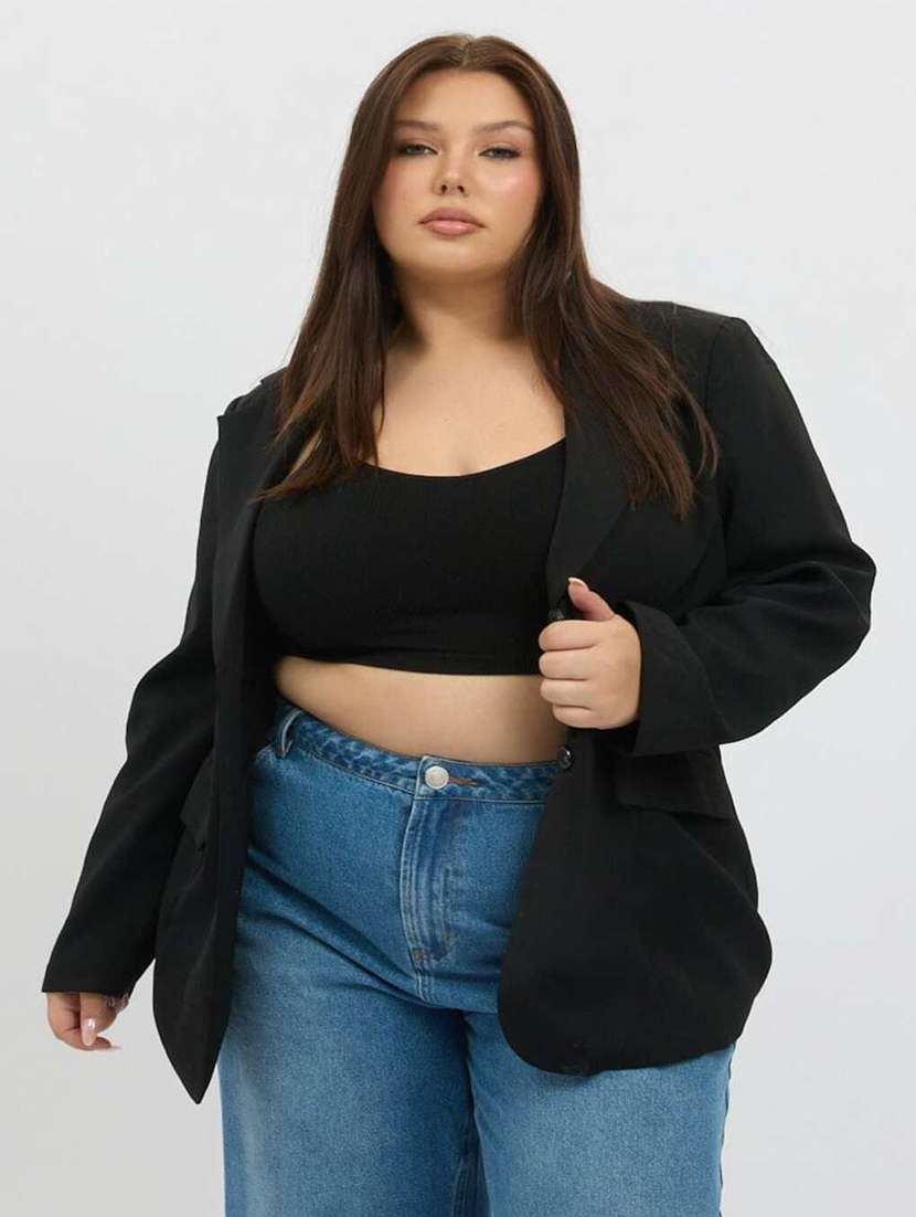 women solid long sleeve single breasted blazer