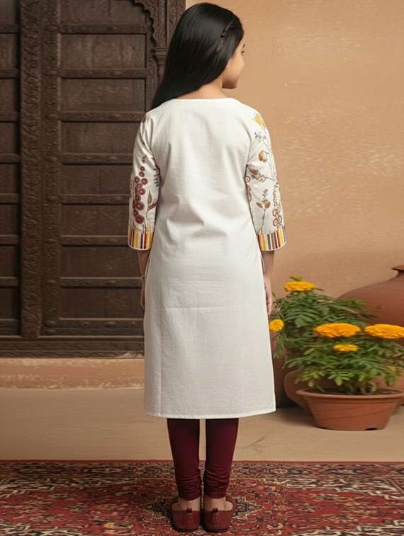 women printed three quarter sleeve straight kurta - 22353380 -  Standard Image - 3
