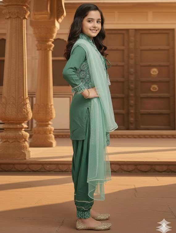 women embellished kurta and salwar set with dupatta - 22353406 -  Standard Image - 3