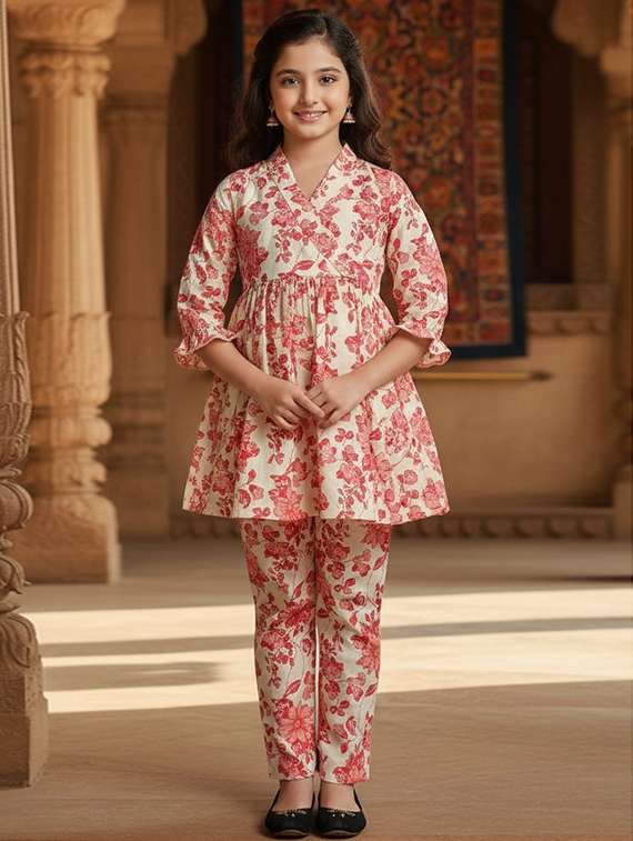 girls printed top & palazzo co-ord set