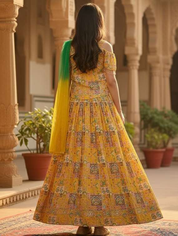 girls printed lehenga and choli set with dupatta - 22353429 -  Standard Image - 3