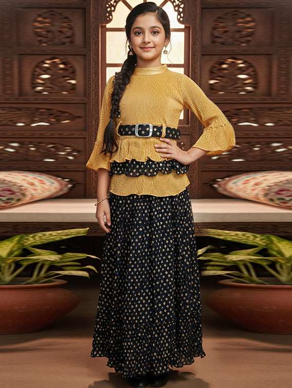 girls self designed lehenga and choli set 