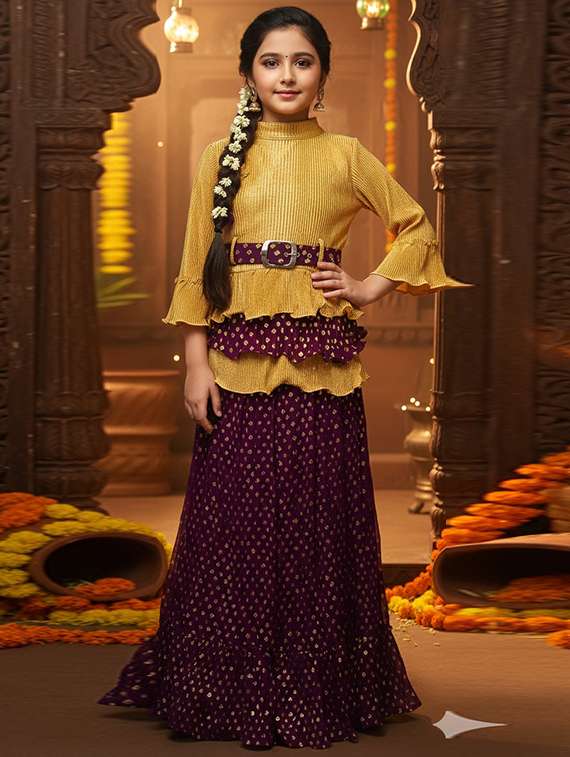 girls self designed lehenga and choli set 