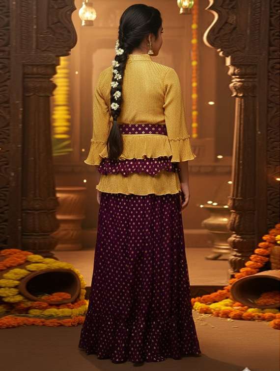 Girls Self Designed Lehenga And Choli Set - 22353431 -  Standard Image - 3