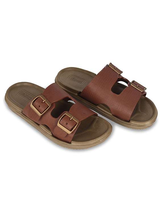 men brown slip on sandal