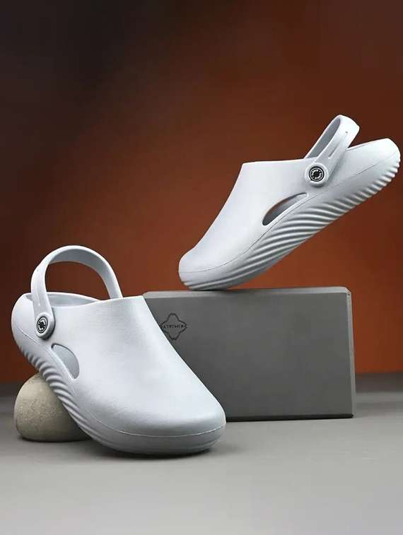 men grey slip on clog