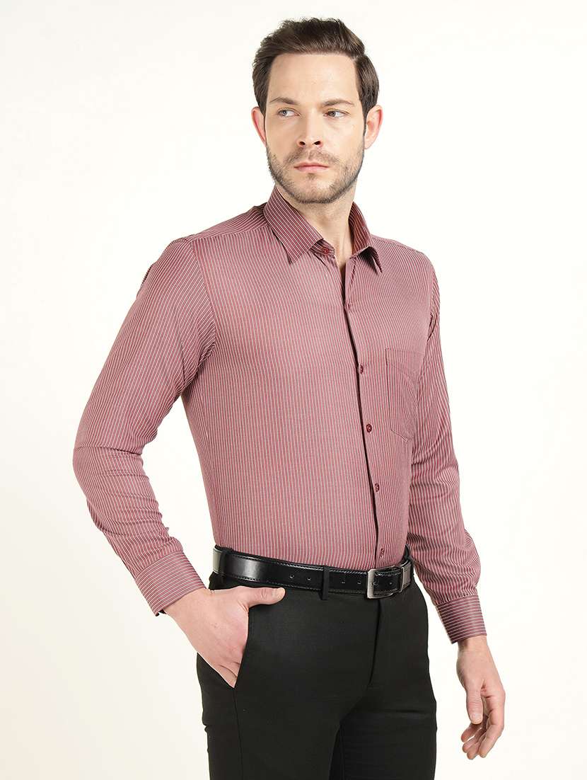men striped long slim slim fit formal shirt