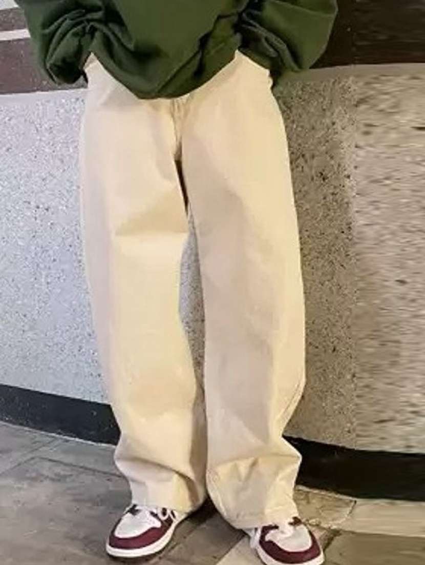 men plain mid rise full length jeans