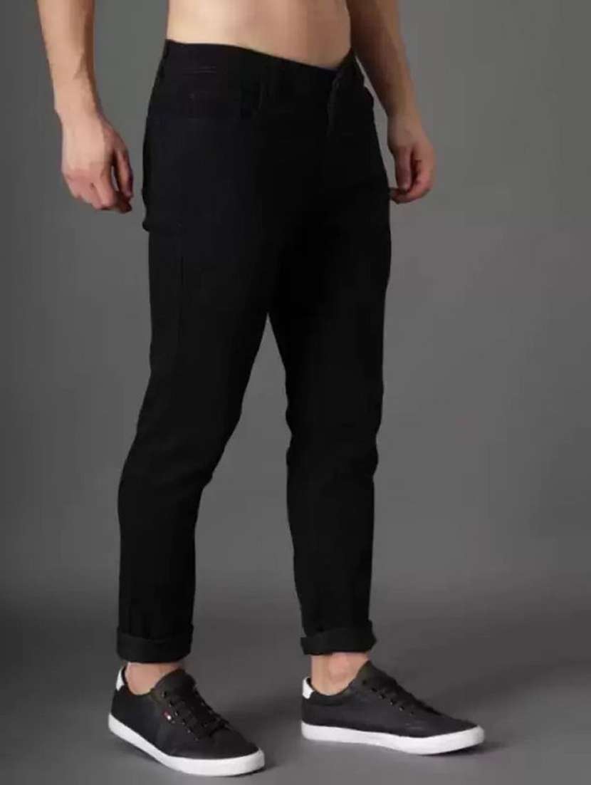 men plain mid rise full length jeans