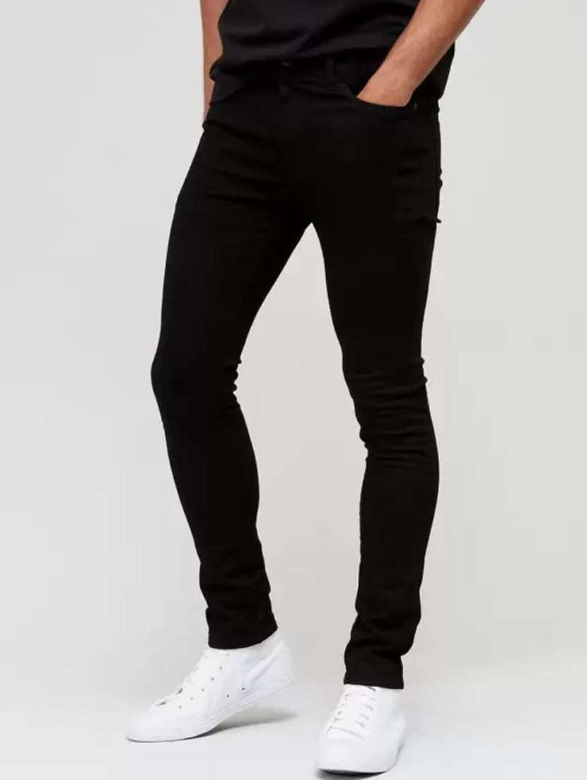 men plain mid rise full length jeans