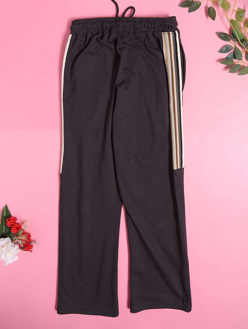 girls  black cotton blend palazzo trouser