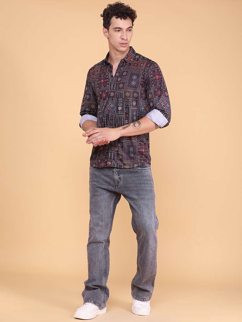 men printed long sleeve regular fit casual shirt - 22353796 -  Standard Image - 5