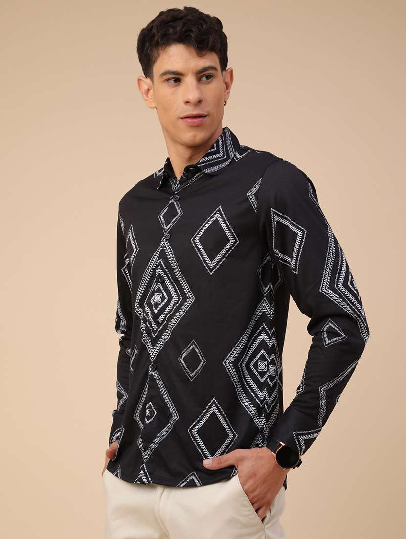 men printed long sleeve regular fit casual shirt - 22353797 -  Standard Image - 3