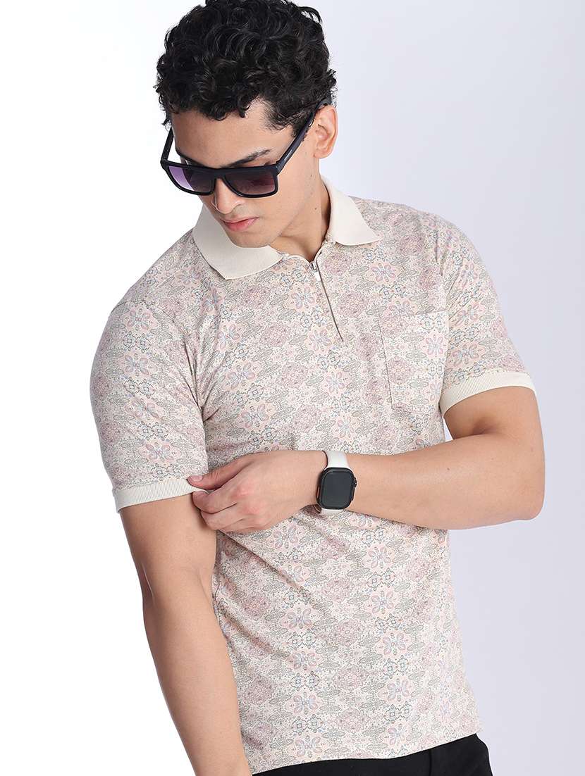 men printed short sleeves polo t-shirt