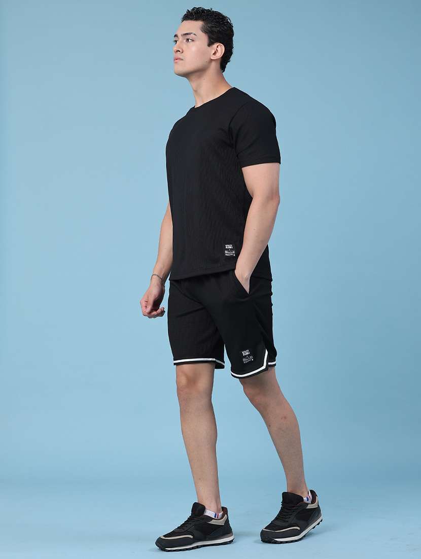 men self design round neck t-shirt and shorts co-ord set - 22353819 -  Standard Image - 3