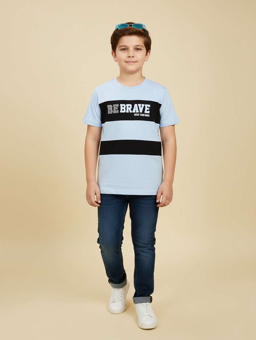 boys colourblocked round neck t-shirt 
