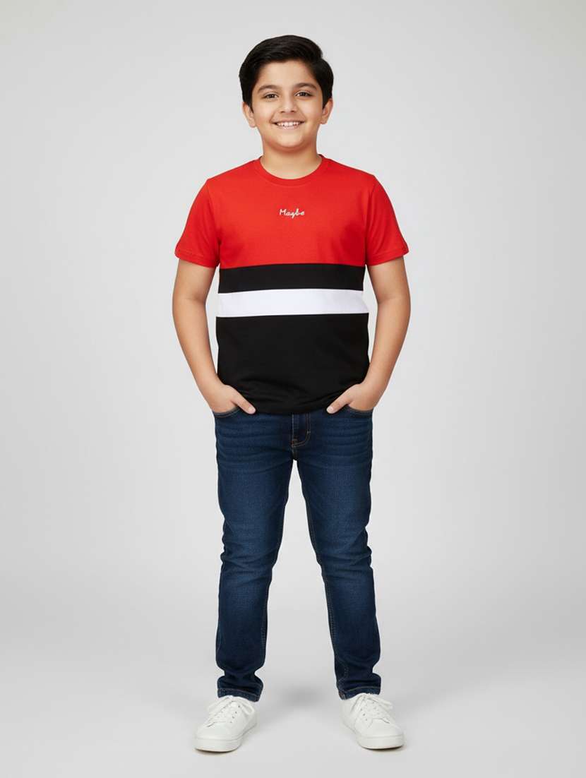boys colourbocked round neck t-shirt