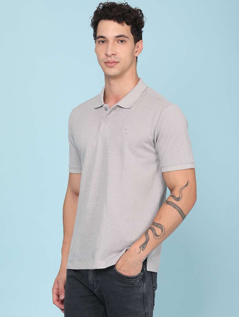 men textured short sleeve slim fit polo t-shirt - 22353868 -  Standard Image - 3